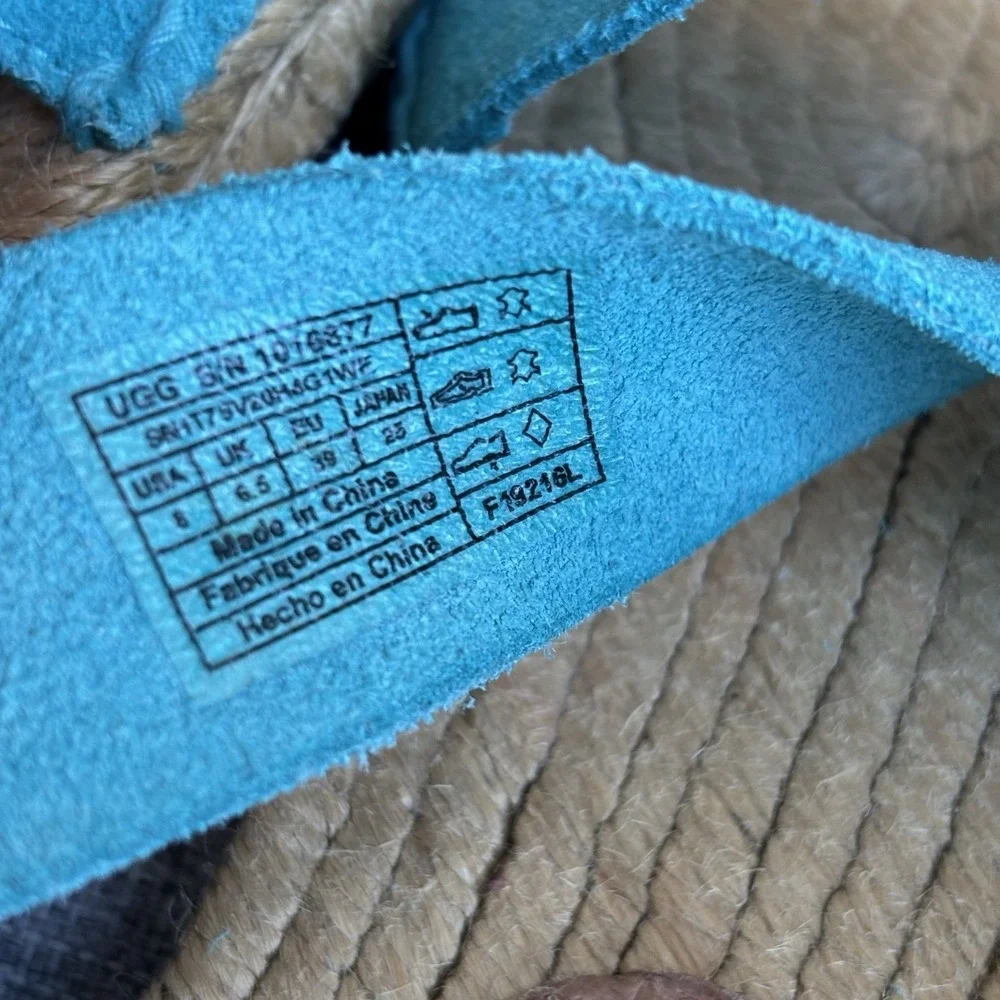 UGG Women's 8 Mila Gladiator Espadrille Sandal Acapulco Teal‎ Blue 1016877